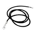 New BLACK Leather Cord Chain (16", 18", 20", 22", 24") Sterling Silver Necklace