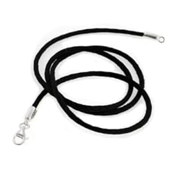 New BLACK Leather Cord Chain (16", 18", 20", 24") Sterling Silver Necklace