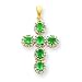 14k Diamond & Emerald Cross Pendant