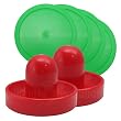 Set of Two Air Hockey Pushers and Four Air Hockey Pucks