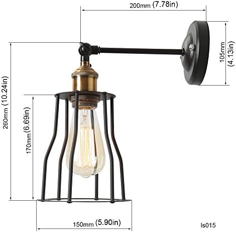 Vintage Industrial DIY Cage Metal Copper Wall Light Sconce Lamp Fixture Lighting