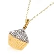 10k Yellow Gold Diamond Cupcake Pendant w/ Cupcake Box (.05 cttw, I-J Color, I2-I3 Clarity), 18"