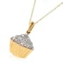 10k Yellow Gold Diamond Cupcake Pendant (.05 cttw, I-J Color, I2-I3 Clarity), 18"