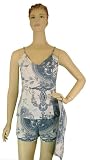 Striking Blue Toile French Elegant Design Baby Doll Pajamas Shorts and Camisole set with travel pouch ~ 3 sizes
