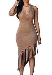 Sexy V-neck Sleeveless Wrap High-Low-Hem Club Dress/Party Dress 