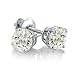 14K White Gold Round Screw-Back Diamond Stud Earrings 1cttw
