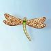 Big Swarovski Crystals Dragonfly Pin 24K Gold Jewelry Green Pink Pearlized Wi...