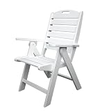 Polywood Outdoor Furniture Nautical Highback Chair - White-Recycled Plastic Materials