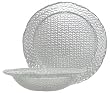 Clear Glass Woven Braid Design Small Bowl 9" D, 2" H Set of Four