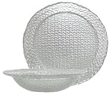 Clear Glass Woven Braid Design Small Bowl 9" D, 2" H Set of Four