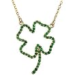 14K Yellow Gold Tsavorite Shamrock Necklace