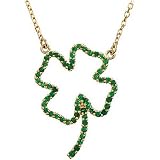 14K Yellow Gold Tsavorite Shamrock Necklace