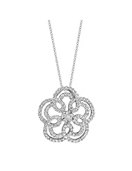 14k White Gold 0.82 Ctw Swirl Diamond Star Necklace