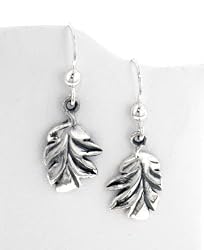 Magic Earth Leaves Secrets of the Wood Sterling Silver Oak Leaf Earrings