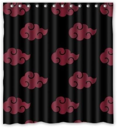 Comfort Home Style Custom Japanese Anime Naruto Akatsuki Red Cloud Pattern Design Waterproof Polyester Fabric Shower Curtain,Bathroom decor 66"x72"