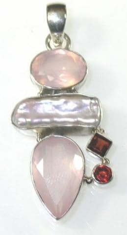 Faceted Rose Quartz Silver Pendant