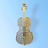 Violin Pin White Swarovski Crystals (Diamond Look) Cello Musical Jewelry Music Brooch $1 Shipping!