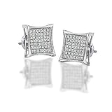 Bling Jewelry Men Sterling Silver Kite Micro Pave CZ Stud Earrings 9mm