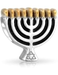 Bling Jewelry 925 Silver Gold Vermeil 2 Tone Hanukkah Menorah Bead Fits Pandora