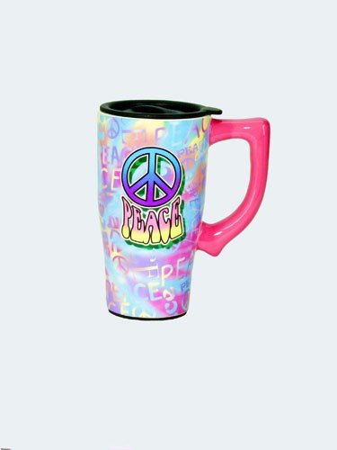 Retro Peace Sign Ceramic Travel Mug