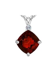 Original Star K (tm) Large 12mm Cushion Cut Simulated Garnet Pendant in 925 Sterling Silver