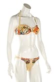 Women's Christian Audigier Koi Fish 2 piece Strapless Bikini w/ Ring Swimsuit