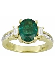 14K Yellow Gold Emerald and Diamond Ring -- LIFETIME WARRANTY