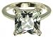 Silver Ladies Large Square White Cubic Zirconia Solitaire Ring