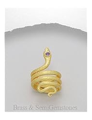 Snake CZ Ring In Brass