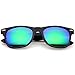 zeroUV - Classic Colored Mirror Lens Square Horn Rimmed Sunglasses for Men Women (Matte/Green)