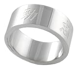 Stainless Steel Engraved Chinese Character High Polish Flat Band