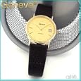 Solid 14K Men's Round Dial Leather Strap Watch by Geneve