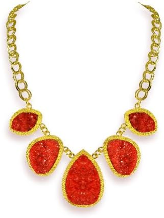 Heyjewels Bib Statement Necklace Red Choker Teardrop Bubble Neckalce Bib Pendant Necklace