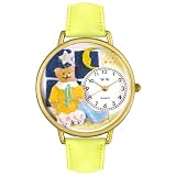 Whimsical Watches Unisex G0230006 Night Teddy Bear Yellow Leather Watch