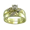 14K Yellow Gold .1 ct.t.w. Diamond Bridal Ring Set