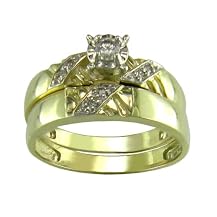 14K Yellow Gold .1 ct.t.w. Diamond Bridal Ring Set