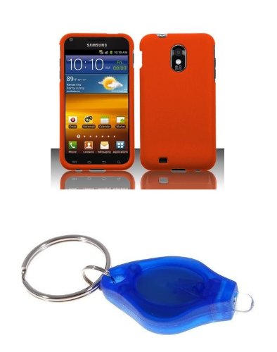 Premium Halloween Orange Rubberized Shield Hard Case Cover + Atom LED Keychain Light for Samsung Galaxy S II Epic 4G Touch (Sprint)