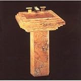 Bates and Bates Azteca Pyramid Style Solid Natural Stone Pedestal Lavatory Black Absolute M2024 GN