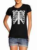 Womens Funny Rib Cage Skeleton Halloween Costume Goth Punk Horror EMO T-Shirt