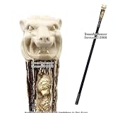 Lion Head Handle Steel Walking Stick Gentleman Cane