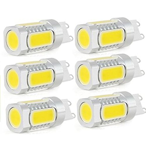 Alfa Lighting G9 LED Light Bulbs 5 Watt, High Brightness Epistar 5050 SMD LED Light Source , 360 Degree Cool White Ac85-265v [Energy Class A] (Pack of 6)