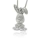 White Gold Plated Crystal Bunny Pendant Necklace Fashion Jewelry