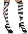 6293 Candy & Bow Print Striped Knee Highs, Black/White, One Size