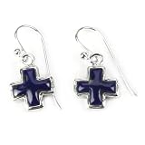 Barse Sterling Silver Lapis Cross Earrings