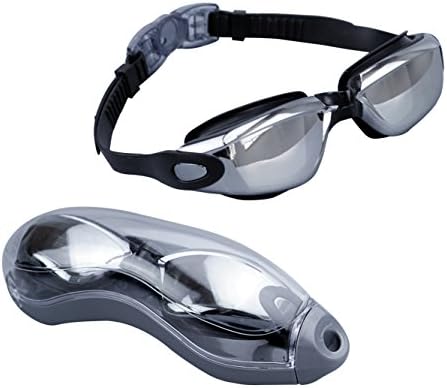 Ultra Clear UV Protection Swimming Goggles with Free Protection Case, Anti-fog & Anti-shatter, for Adults &Youths, Black
