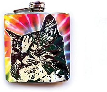 Colorful Cat Tie Dye Flask