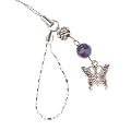 Hand Crafted Cellular Phone Charm - Gaelic Butterfly W/Purple Crystal