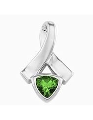 14K White Gold Trillion Cut Tsavorite Pendant -- LIFETIME WARRANTY