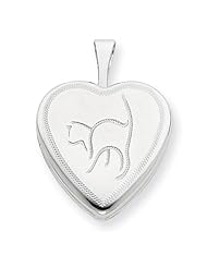 Sterling Silver 16mm Cat Heart Locket
