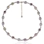18k Gold Plated Sterling Silver Multi-Gemstone Oval and Diamond Necklace, 16+2" Extender